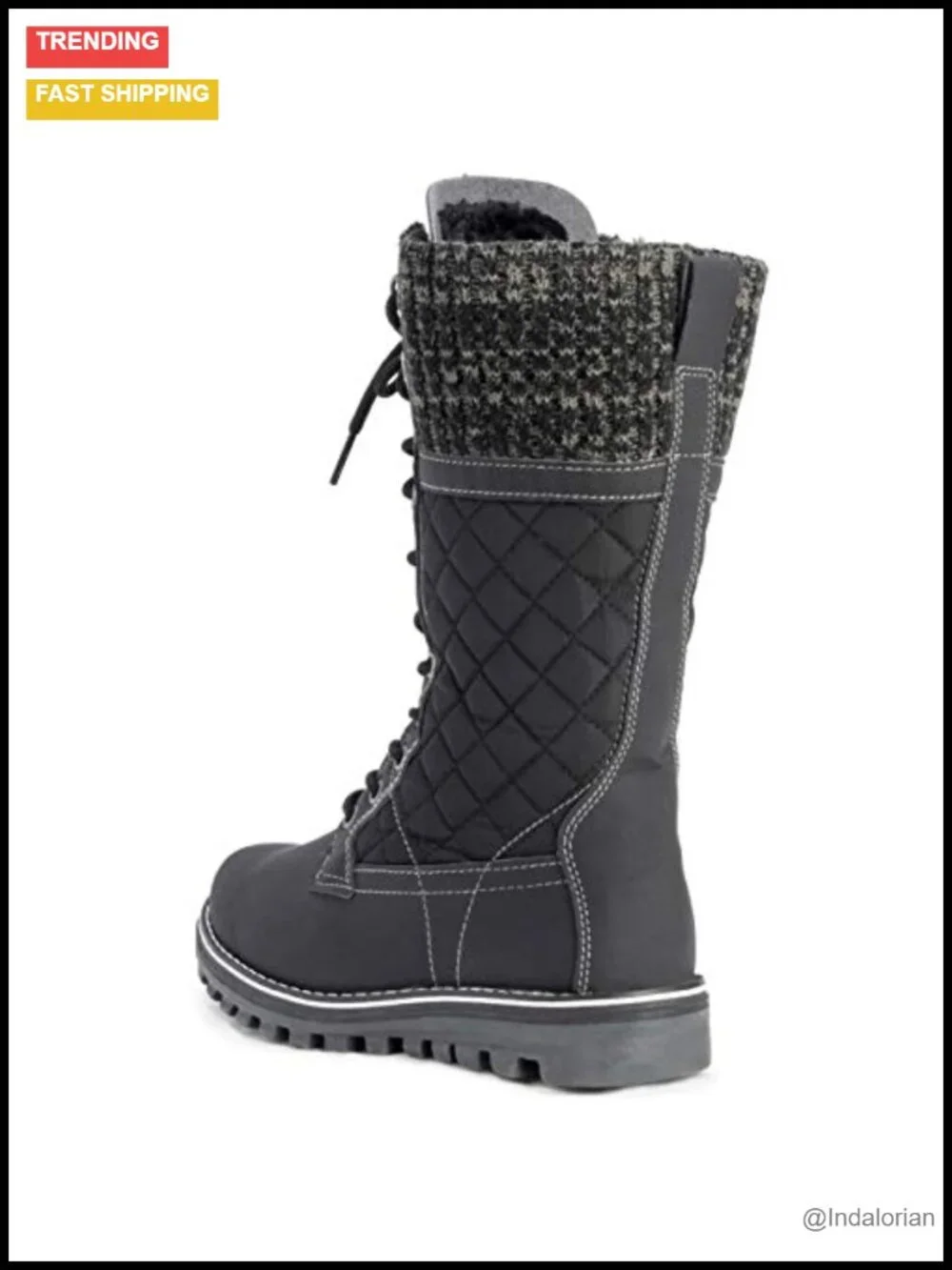 Faux Fur Lined Waterproof Snow Boots with Side Zipper and Rubber Sole
